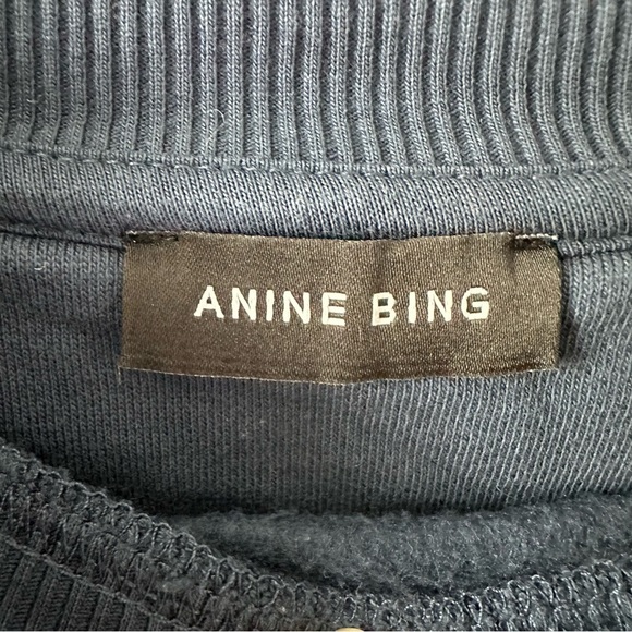 Anine Bing Dark Blue Sweatshirt with Bold Lettering - Picture 4 of 9